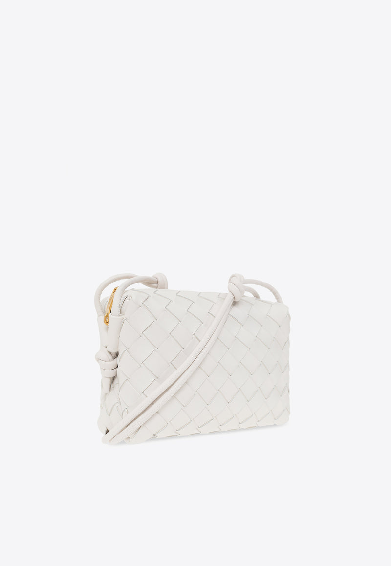 Bottega Veneta Mini Loop Crossbody Bag in Intrecciato Leather White 723547 V1G11-9009