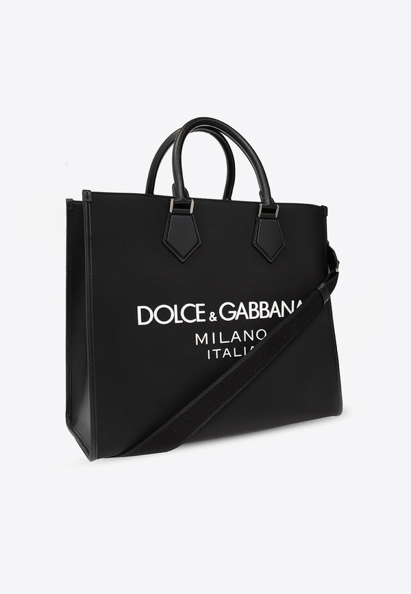 Dolce 
Gabbana Large Coated Logo Tote Bag Black BM1796 AG182-8B956