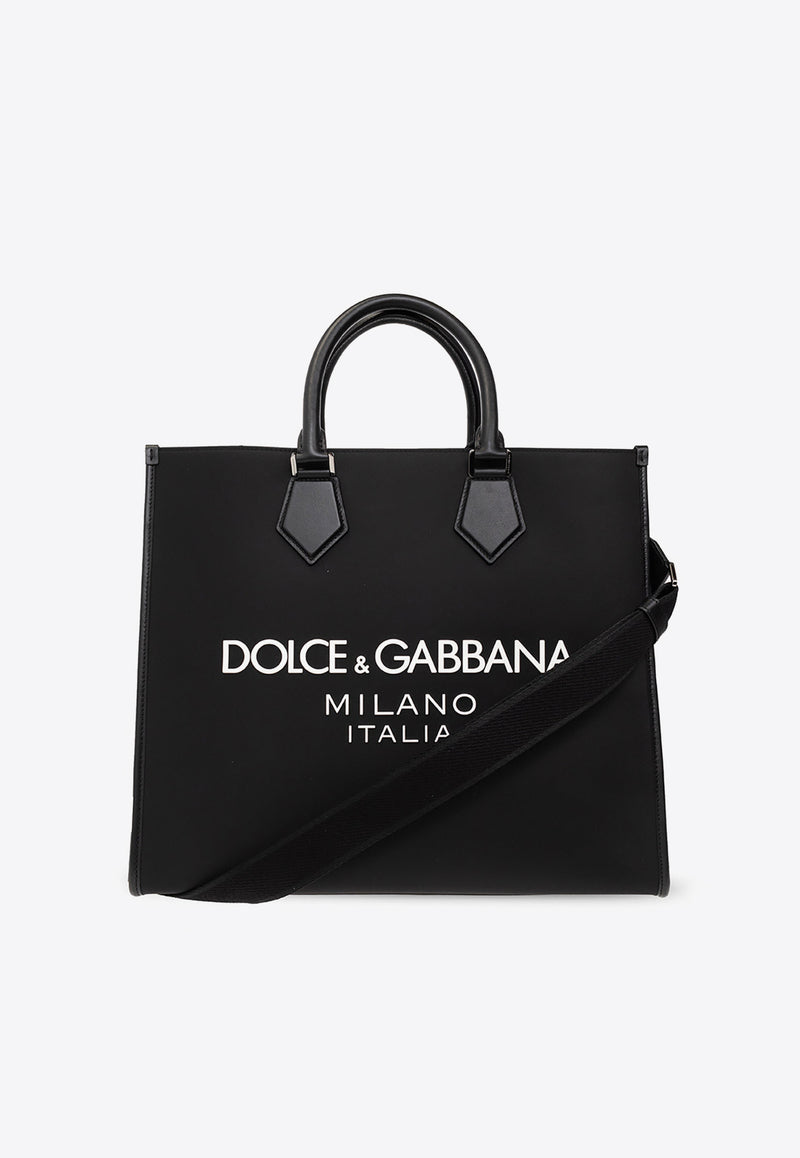 Dolce 
Gabbana Large Coated Logo Tote Bag Black BM1796 AG182-8B956