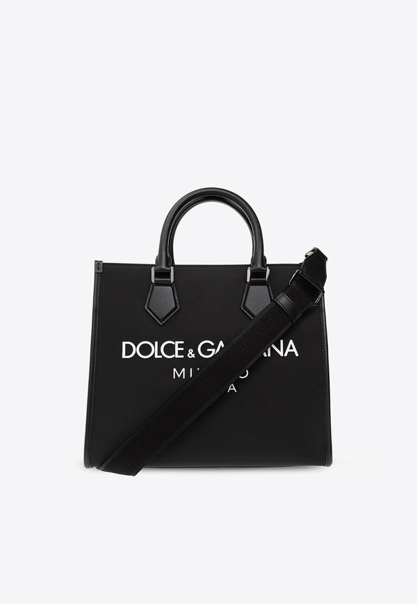 Dolce 
Gabbana Rubberized Logo Tote Bag Black BM2012 AG182-8B956