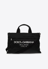 Dolce 
Gabbana Sicilia DNA Rubberized Logo Nylon Holdall Bag Black BM2125 AG182-8B956