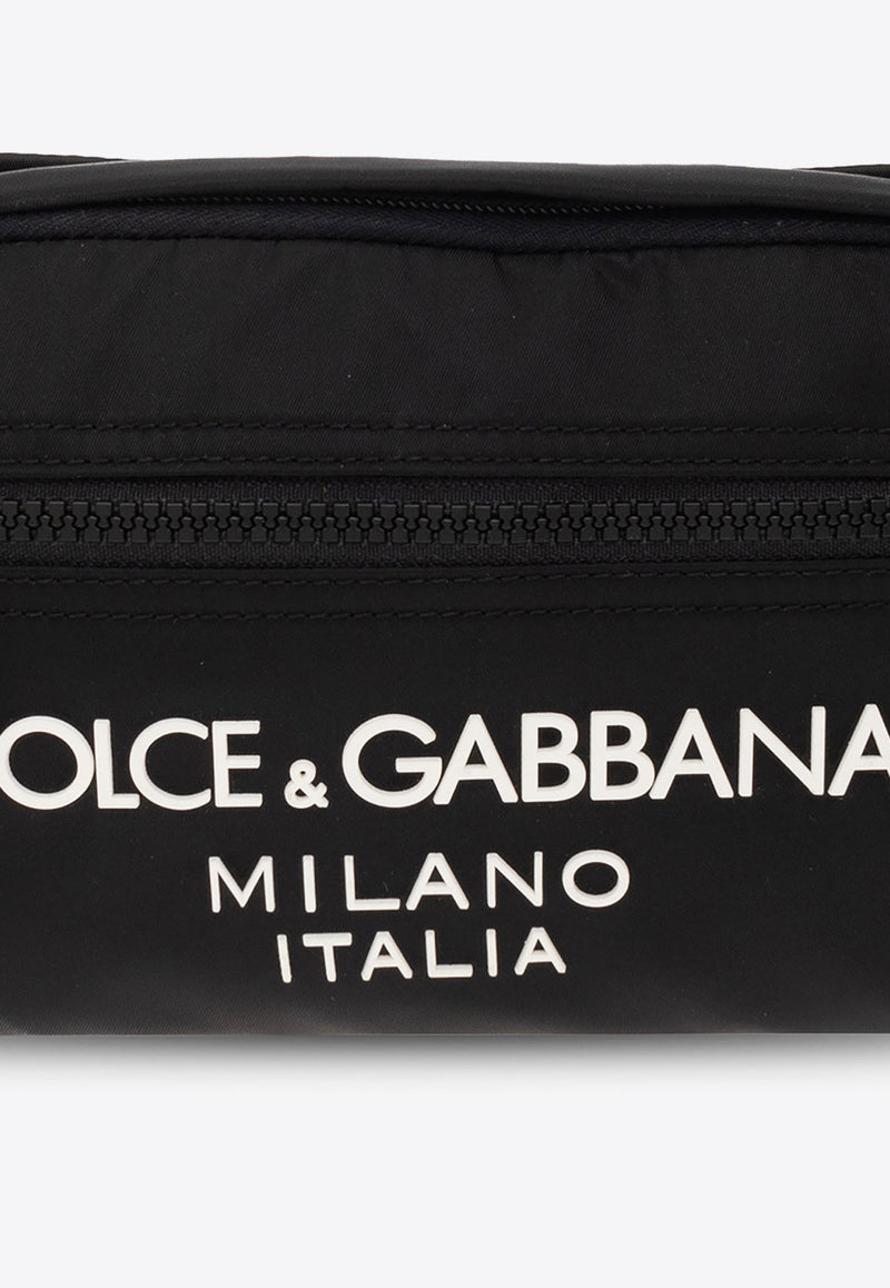 Dolce 
Gabbana Sicilia DNA Rubberized Logo Belt Bag Black BM2218 AG182-8B956