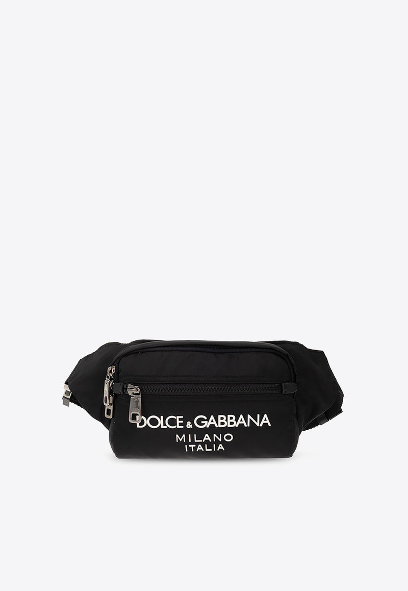 Dolce 
Gabbana Sicilia DNA Rubberized Logo Belt Bag Black BM2218 AG182-8B956