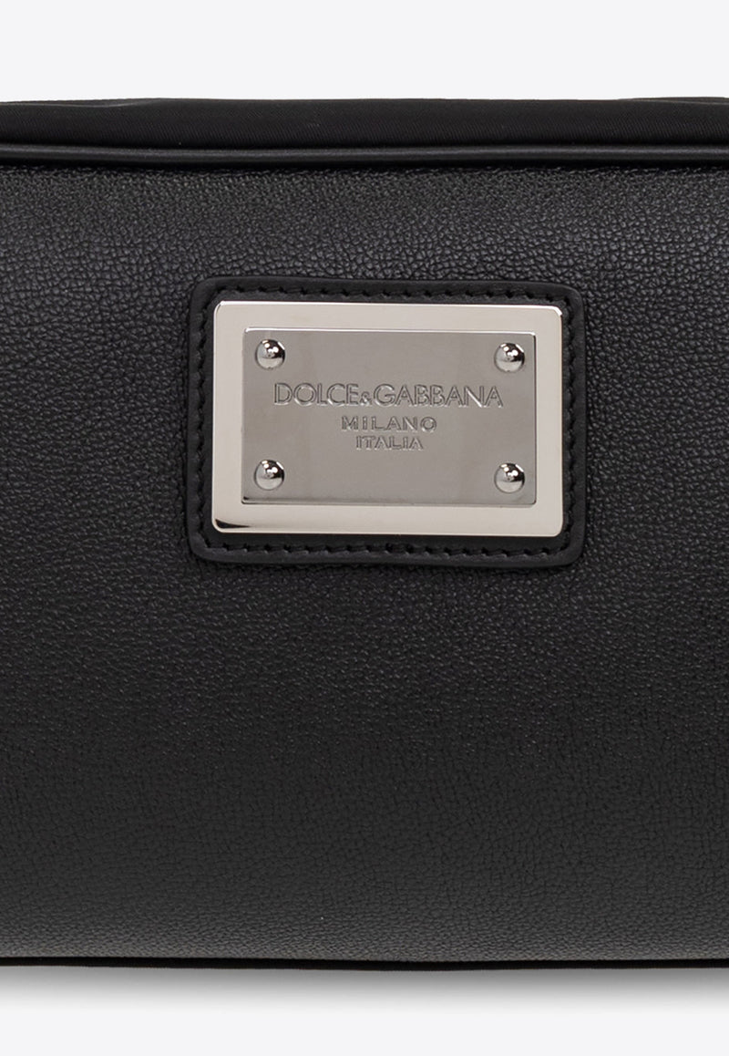 Dolce 
Gabbana Logo Plate Nylon Vanity Pouch Black BT0989 AD447-8B956