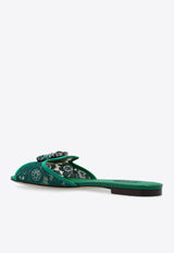 Dolce 
Gabbana Bianca Crystal Lace Flat Sandals Emerald CQ0023 AG667-8M072