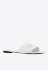 Dolce 
Gabbana DG Millennials Flat Sandals in Calf Leather White CQ0436 AY329-80001