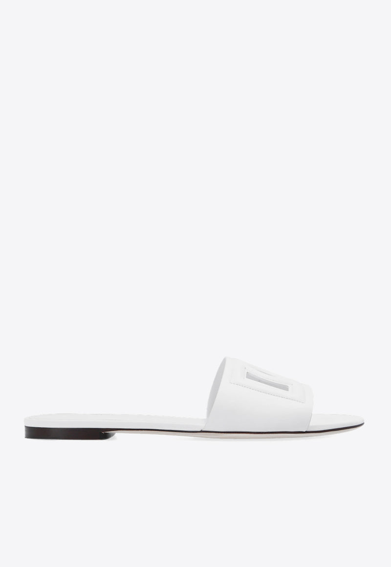 Dolce 
Gabbana DG Millennials Flat Sandals in Calf Leather White CQ0436 AY329-80001