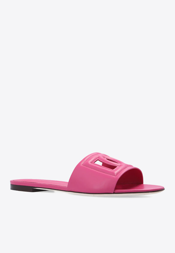 Dolce 
Gabbana Bianca DG Logo Flat Sandals Bubblegum CQ0436 AY329-80441