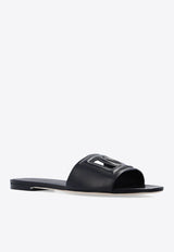 Dolce 
Gabbana Bianca DG Logo Flat Sandals Black CQ0436 AY329-80999