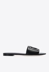 Dolce 
Gabbana Bianca DG Logo Flat Sandals Black CQ0436 AY329-80999