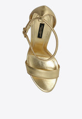 Dolce 
Gabbana Keira 105 Metallic Leather Sandals with DG Baroque Heel Gold CR0739 A1016-89869