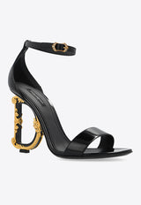 Dolce 
Gabbana Keira 105 Polished Leather Sandals with DG Baroque Heel Black CR0739 A1037-80999