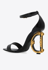 Dolce 
Gabbana Keira 105 Polished Leather Sandals with DG Baroque Heel Black CR0739 A1037-80999