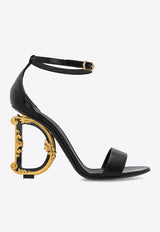 Dolce 
Gabbana Keira 105 Polished Leather Sandals with DG Baroque Heel Black CR0739 A1037-80999