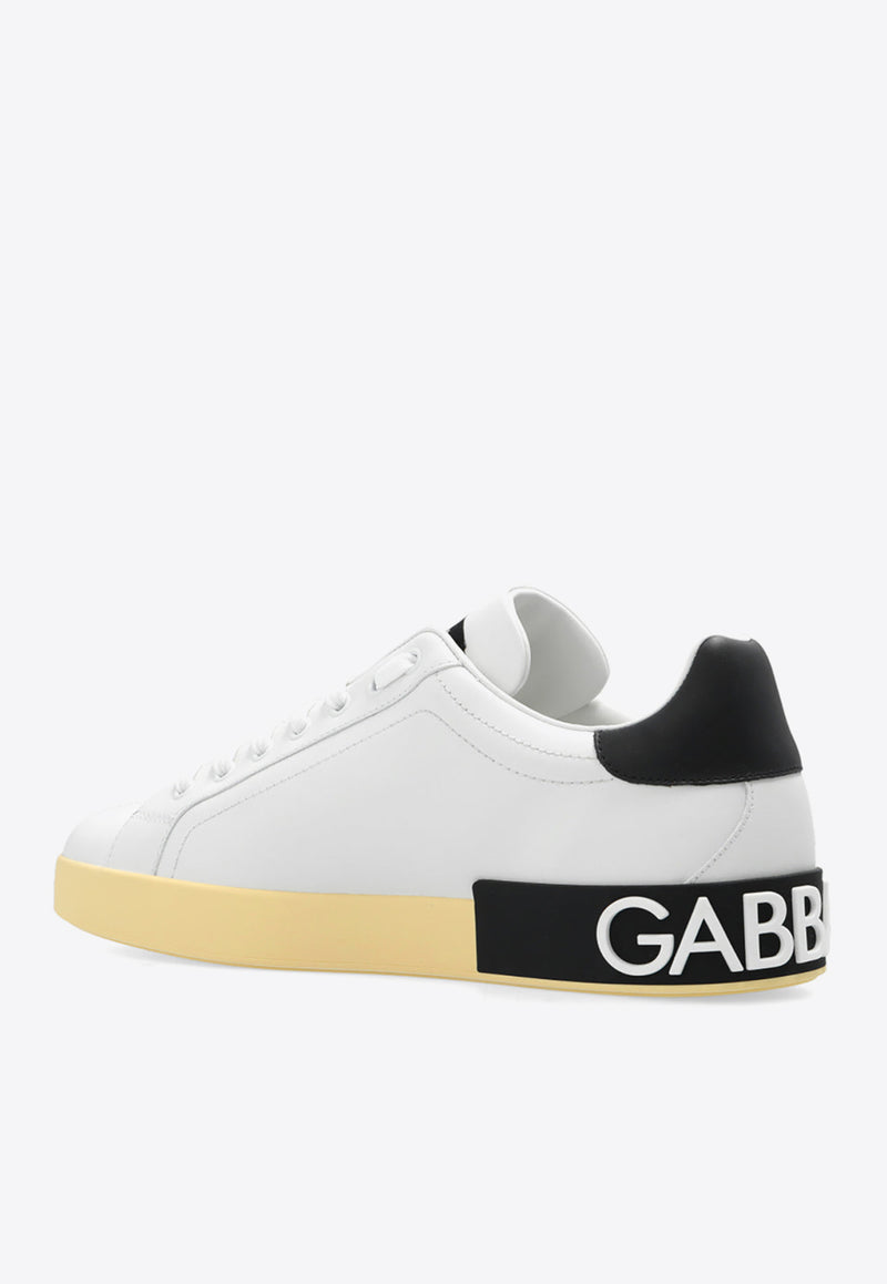 Dolce 
Gabbana Portofino Nappa Leather Sneakers with DG Logo White CS1772 AC330-89697