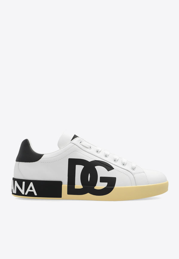 Dolce 
Gabbana Portofino Nappa Leather Sneakers with DG Logo White CS1772 AC330-89697