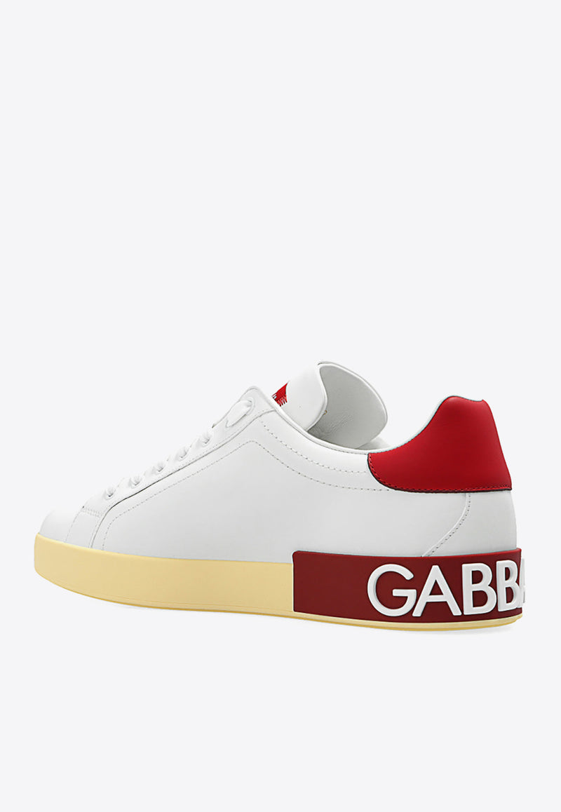 Dolce 
Gabbana Portofino Nappa Leather Sneakers with DG Logo White CS1772 AC330-8E055