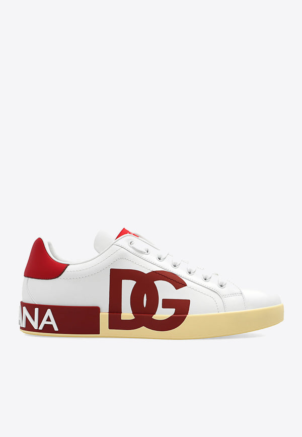 Dolce 
Gabbana Portofino Nappa Leather Sneakers with DG Logo White CS1772 AC330-8E055