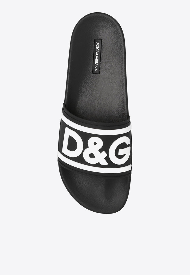 Dolce 
Gabbana DG Logo Rubber Sliders Black CS2072 AQ858-89690