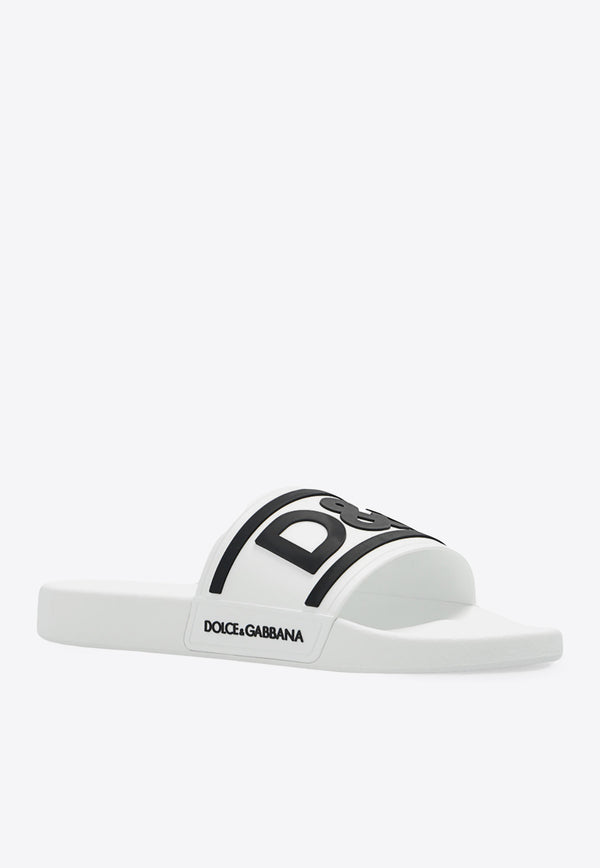 Dolce 
Gabbana DG Logo Rubber Sliders White CS2072 AQ858-89697