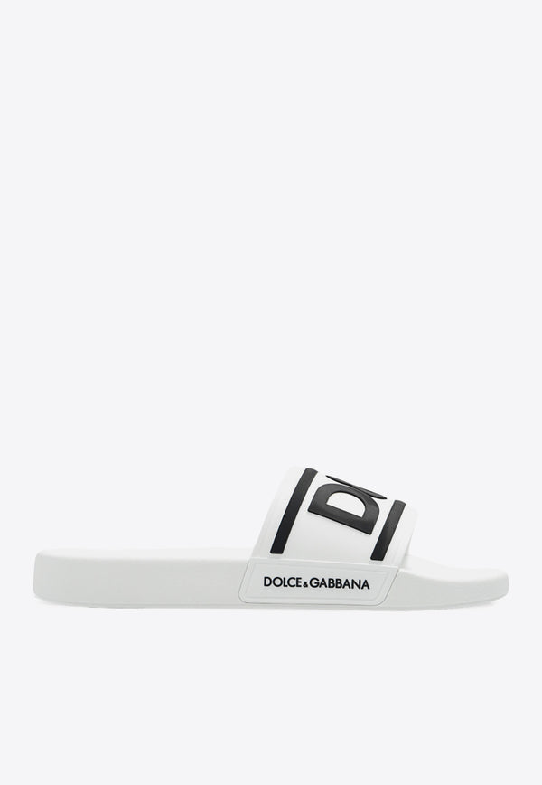 Dolce 
Gabbana DG Logo Rubber Sliders White CS2072 AQ858-89697