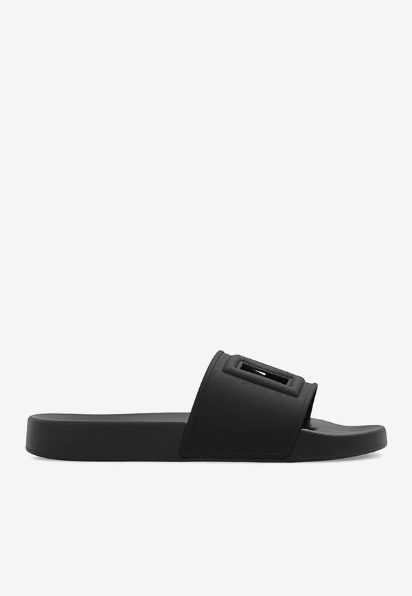 Dolce 
Gabbana DG Logo Rubber Beach Slides Black CS2079 AO666-80999