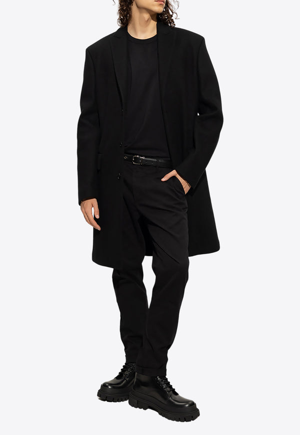 Dolce 
Gabbana Single-Breasted Wool Jersey Coat G033LT GF171-S9000 Black