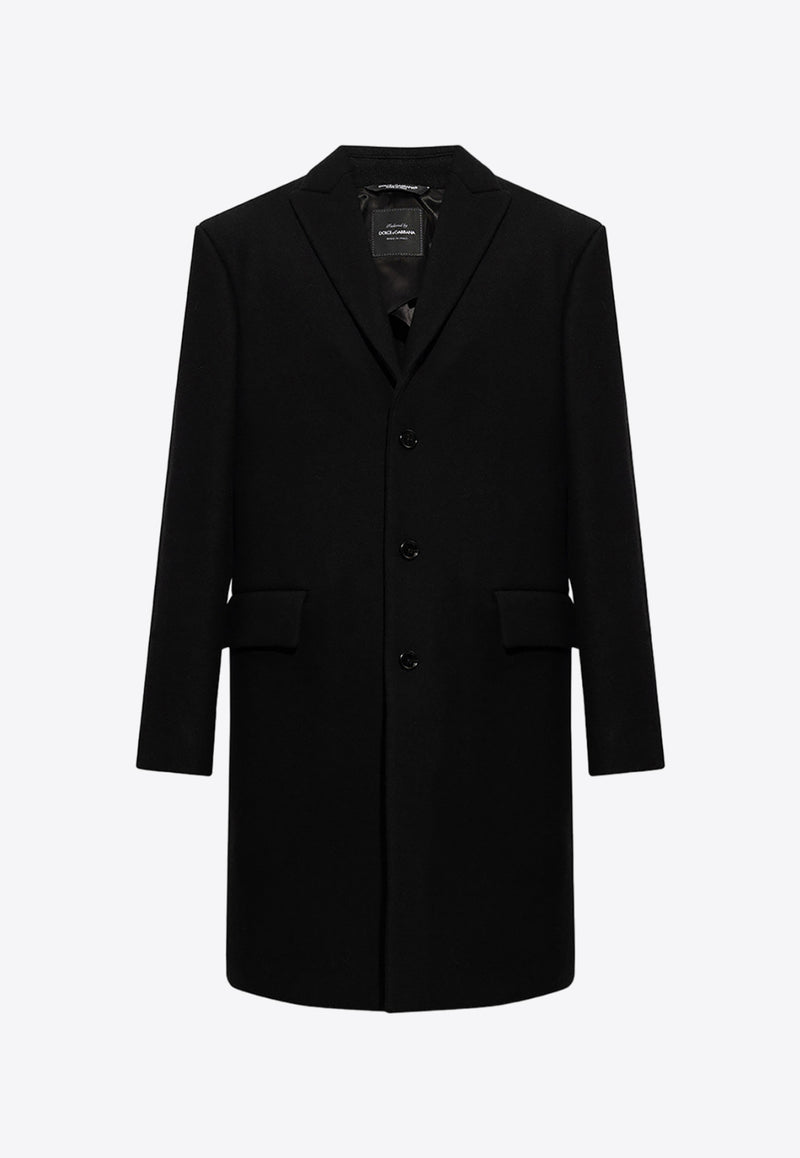 Dolce 
Gabbana Single-Breasted Wool Jersey Coat G033LT GF171-S9000 Black