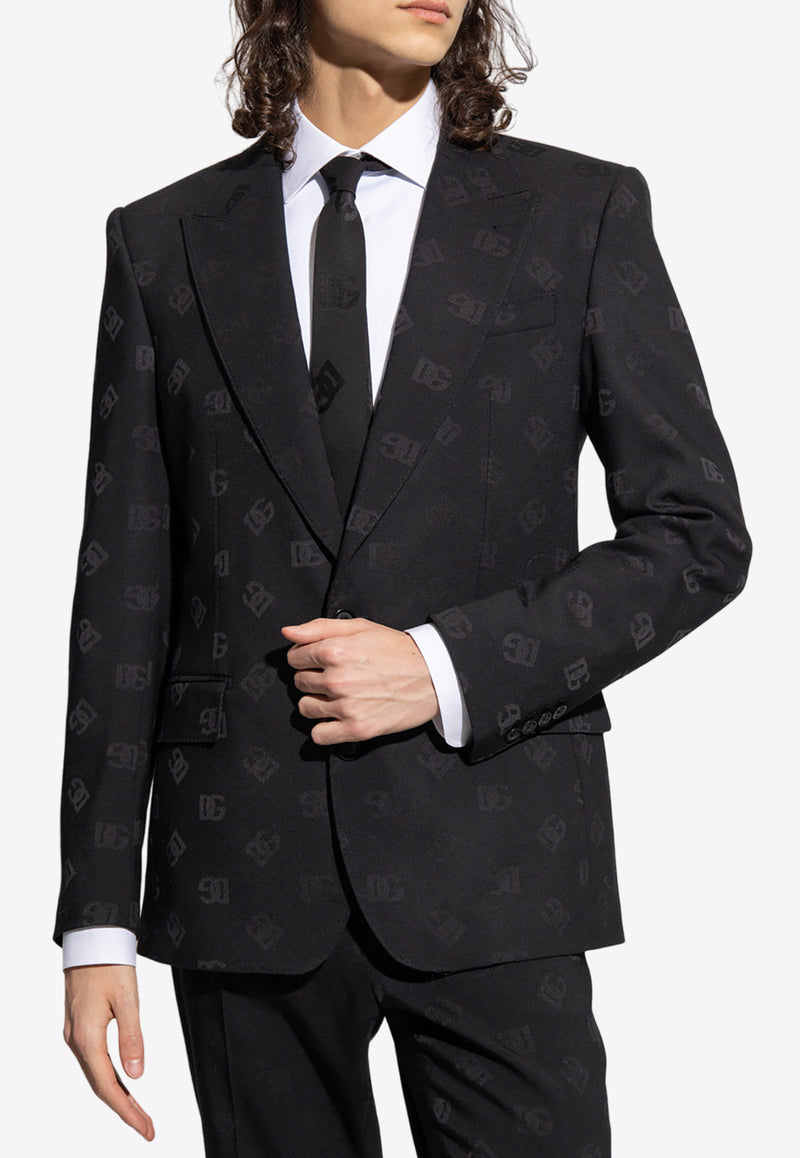 Dolce 
Gabbana Single-Breasted Logo Monogram Blazer G2QU6T FJBAK-N0000 Black