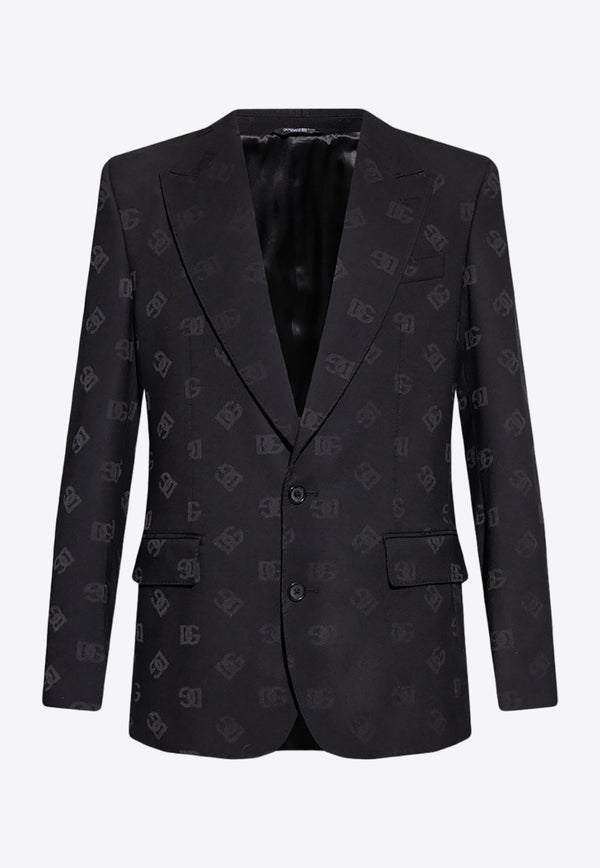 Dolce 
Gabbana Single-Breasted Logo Monogram Blazer G2QU6T FJBAK-N0000 Black