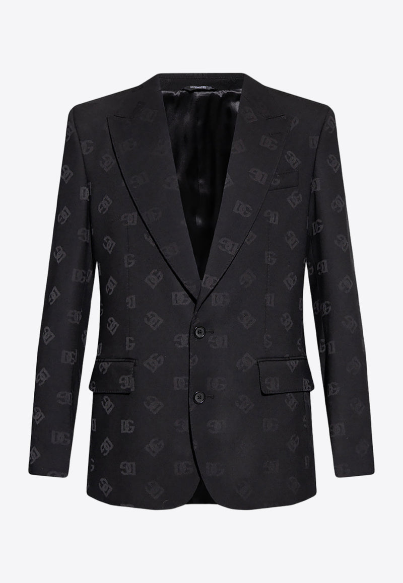 Dolce 
Gabbana Single-Breasted Logo Monogram Blazer G2QU6T FJBAK-N0000 Black