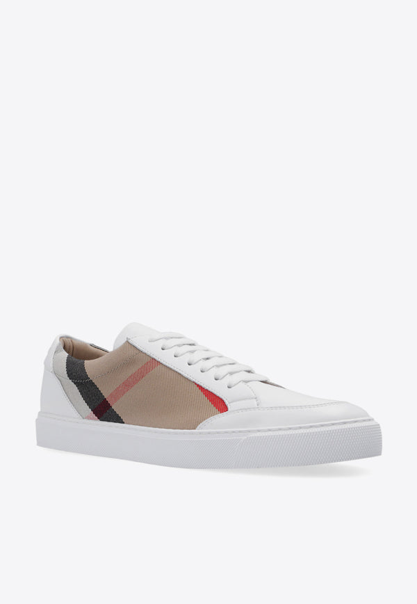 Burberry House Check Canvas and Leather Sneakers White 8056712 A1462-OPTIC WHITE