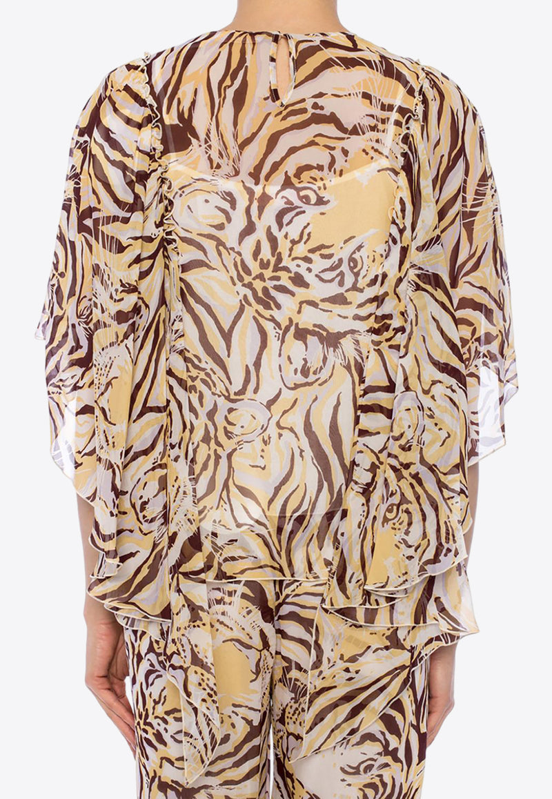 See By Chloé Tiger Print Flouncy Blouse Multicolor CHS19SHT08 022-9CA