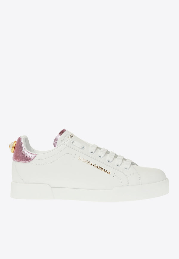 Dolce 
Gabbana Portofino Logo-Embellished Low-Top Sneakers CK1602 AN298-87587 White