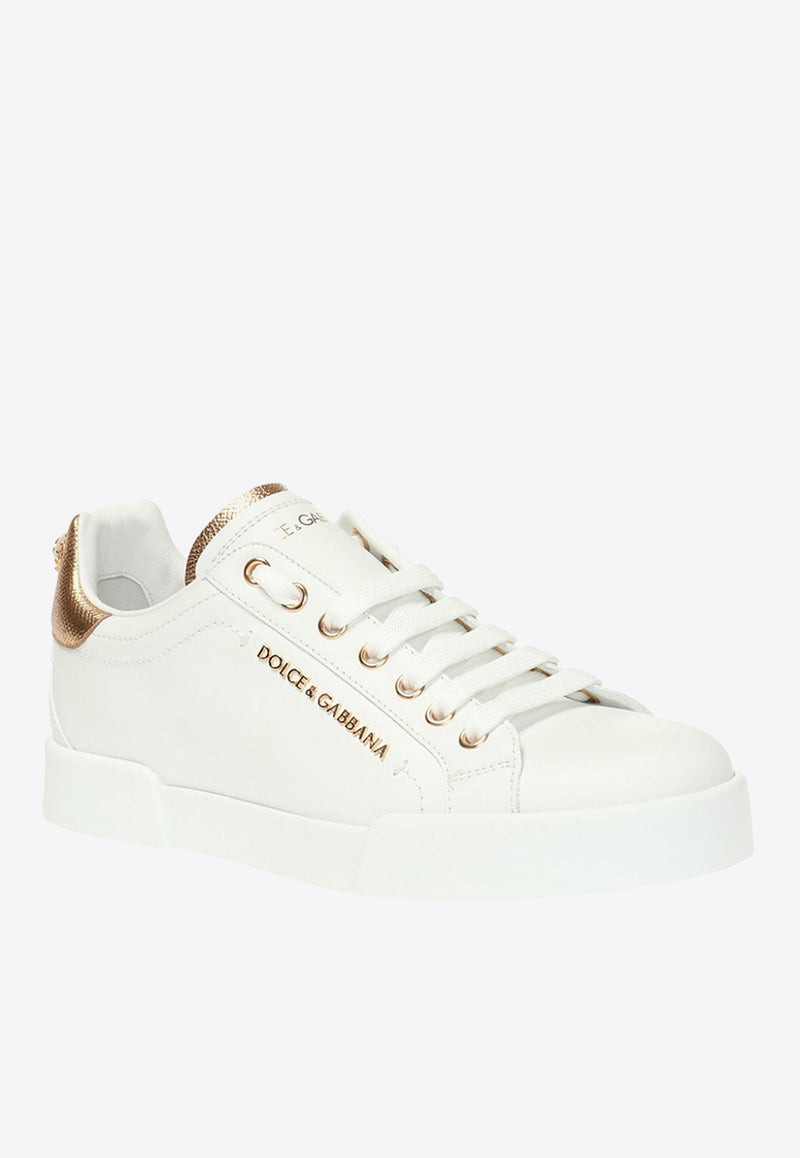 Dolce 
Gabbana Portofino Logo-Embellished Low-Top Sneakers CK1602 AN298-8B996 White