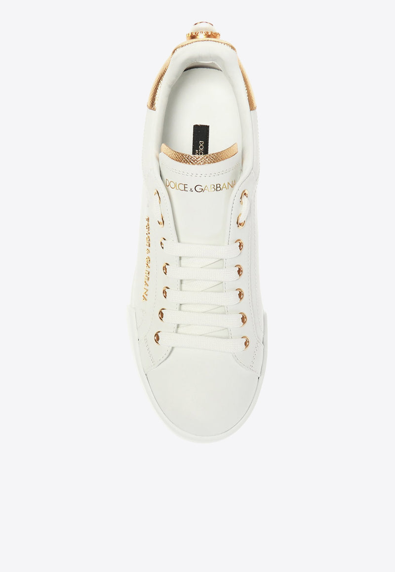 Dolce 
Gabbana Portofino Logo-Embellished Low-Top Sneakers CK1602 AN298-8B996 White