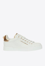 Dolce 
Gabbana Portofino Logo-Embellished Low-Top Sneakers CK1602 AN298-8B996 White