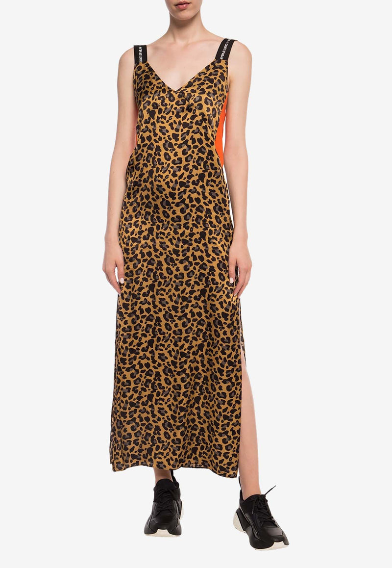 Marcelo Burlon County of Milan Leopard-Print Slip Midi Dress CWDB099E19 B811438801-MULTICOLOR WHITE