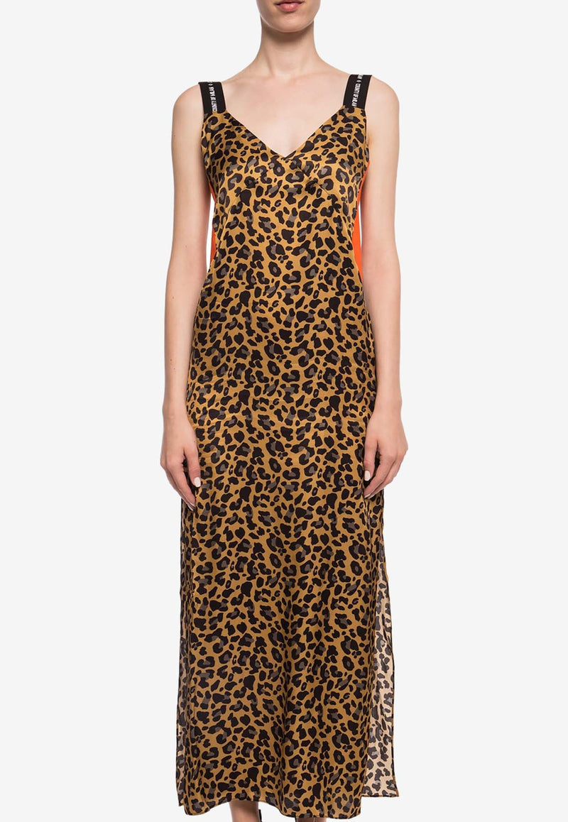 Marcelo Burlon County of Milan Leopard-Print Slip Midi Dress CWDB099E19 B811438801-MULTICOLOR WHITE