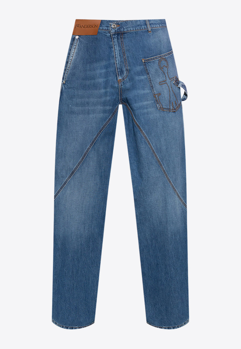 JW Anderson Twisted Wide Leg Jeans Blue DT0052 PG1164-804 LIGHT BLUE