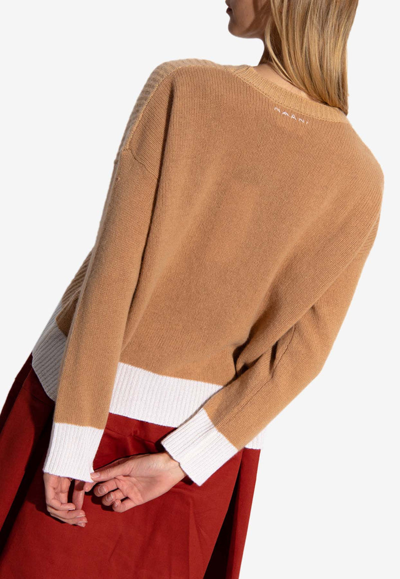 Marni Crewneck Cashmere Two-Tone Sweater GCMD0286Q0 UFX385-TNW78