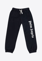 Palm Angels Kids Boys Logo Print Track Pants Black PBCH002F22 FLE001-1001