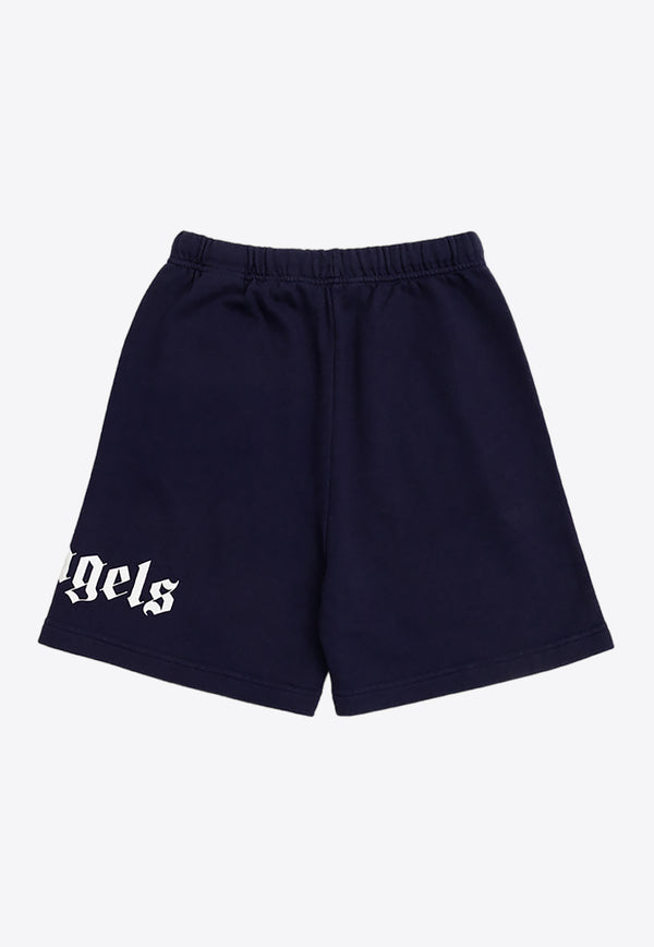 Palm Angels Kids Girls Logo Print Track Shorts Navy PBCI002C99 FLE001-4601