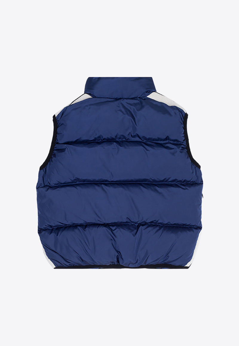 Palm Angels Kids Boys Logo Print Quilted Vest Navy PBEX001C99 FAB001-4601