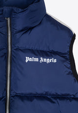 Palm Angels Kids Boys Logo Print Quilted Vest Navy PBEX001C99 FAB001-4601