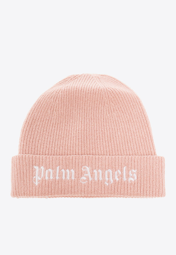 Palm Angels Kids Girls Logo Embroidered Beanie Pink PGLC005F22 KNI001-3001