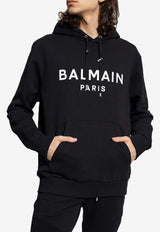 Balmain Logo Print Hooded Sweatshirt Black AH1JR002 BB65-EAB