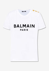 Balmain Logo Print Short-Sleeved T-shirt YF1EF005 BB37-GAB White