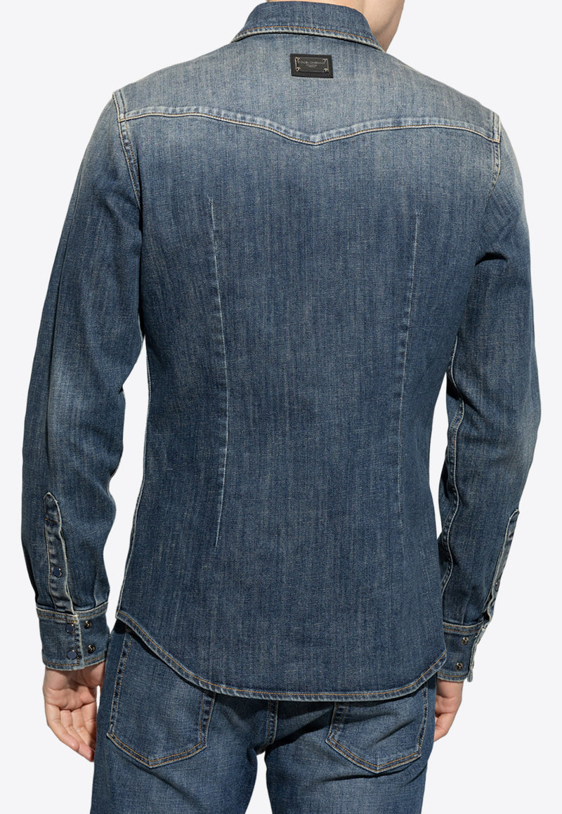 Dolce 
Gabbana Long-Sleeved Denim Shirt G5JC8D G8GW9-S9001 Blue