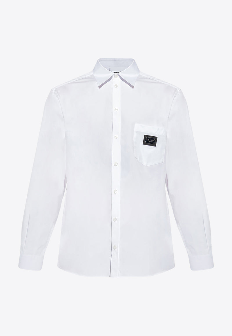 Dolce 
Gabbana Logo-Plaque Long-Sleeved Shirt G5JG4T FU5U8-W0800 White